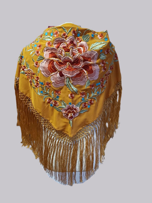 MANTONCILLO DE FLAMENCA BORDADO ALBERO CON TONOS CORAL Y AZUL 5.22024